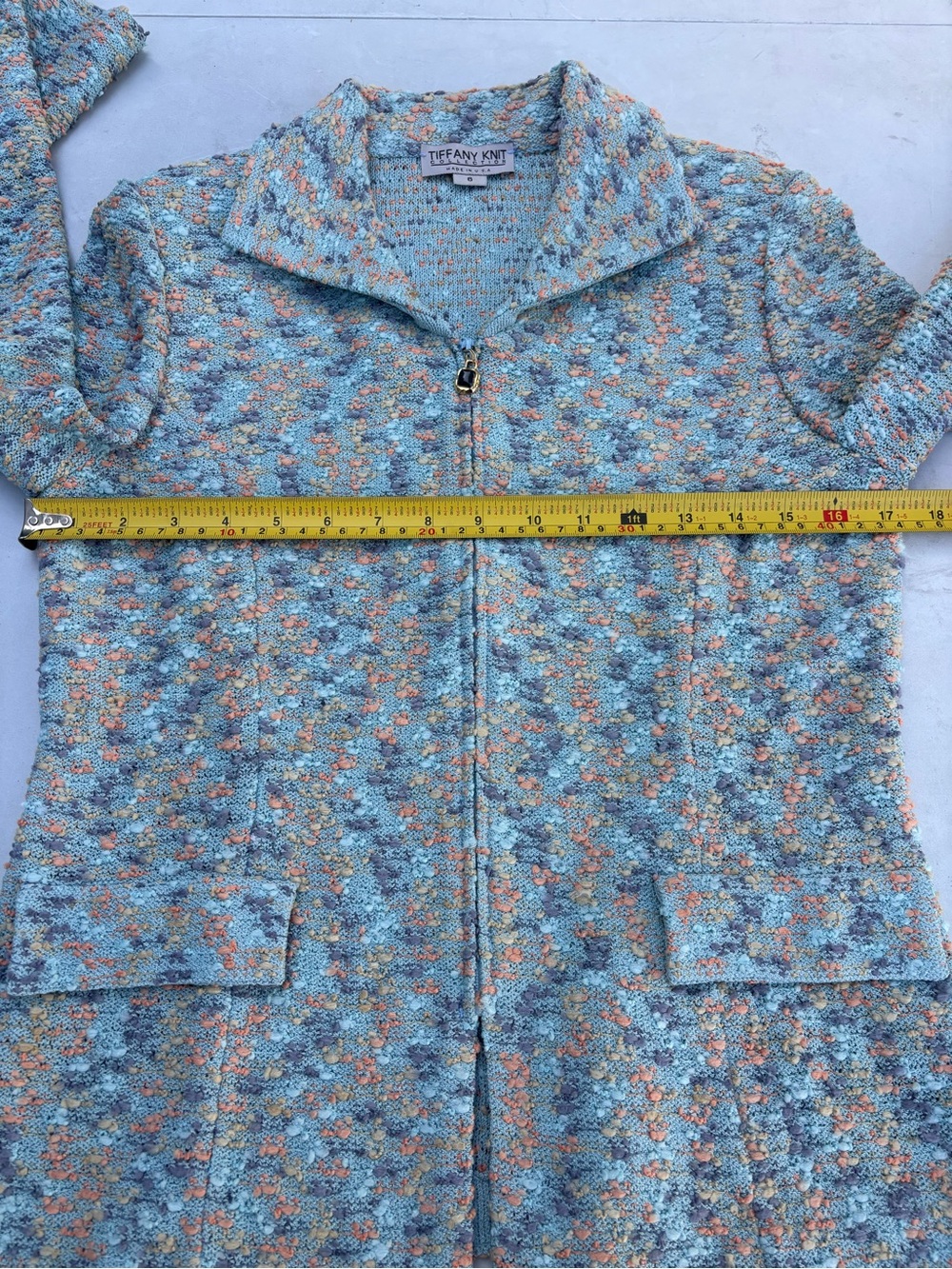 Tiffany & Co. Blue Multi Bouclé Zip Jacket - Picture 5 of 9